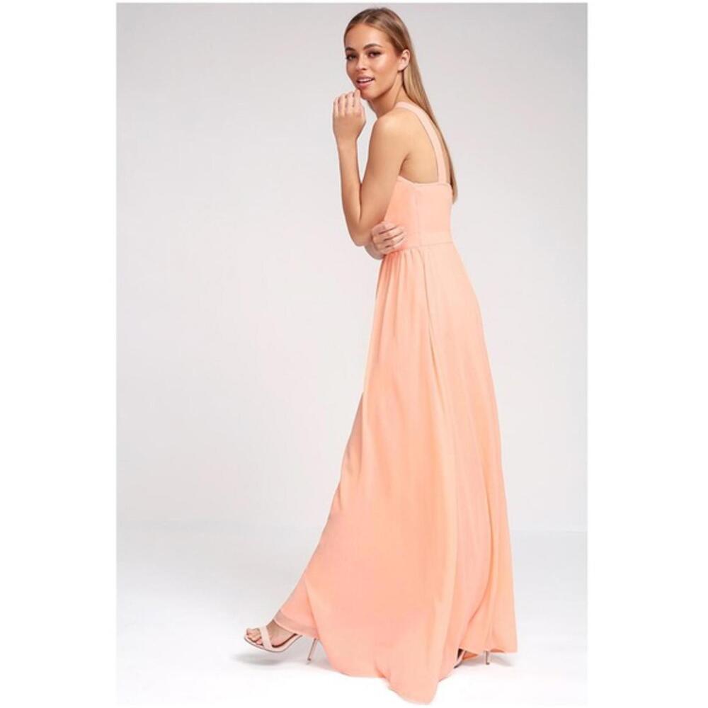 Lulus “Air of Romance” Halter Maxi Dress Blush Pink - Size S - Picture 3 of 5